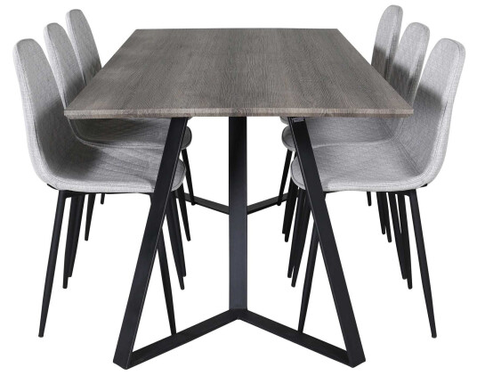 Venture Design Marina & Polar spisegruppe Grå/grå 6 st stoler & bord 180 x 90 cm