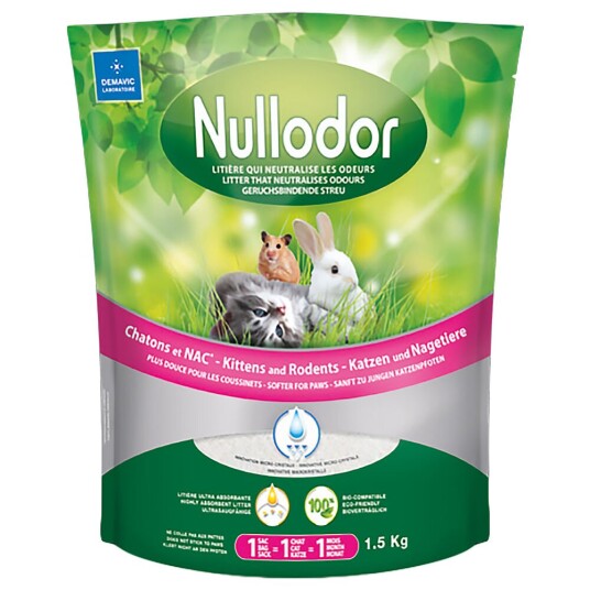 Nullodor Silikatsand For Katter Og Smådyr 2 X 1.5 kg