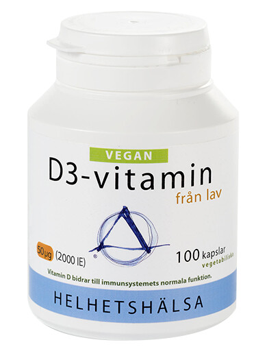 D3-vitamin Vegan 50 mcg, 100 kapsler D3-vitamin Vegan 50 mcg, 100 kapsler