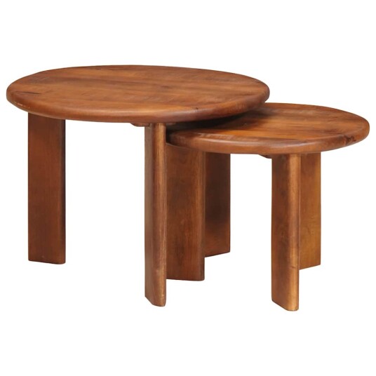 Nestende Kaffebord 2 pcs Honning brun Massiv mango tre