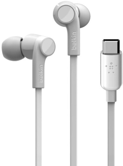 Belkin Earphones Usb-c With Mic In-ear Ørepropper Usb-c Stereo Hvit Belkin Earphones Usb-c With Mic In-ear Ørepropper Usb-c Stereo Hvit