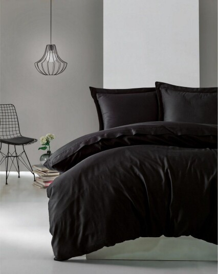 Cotton Box Sengetøysett Dobbelt 4 deler Premium Satin Svart