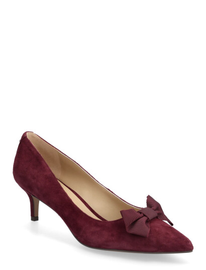 Lauren Ralph Lauren Adrienne Bow-Trim Suede Pump - Red - 40 Lauren Ralph Lauren Adrienne Bow-Trim Suede Pump - Red - 40