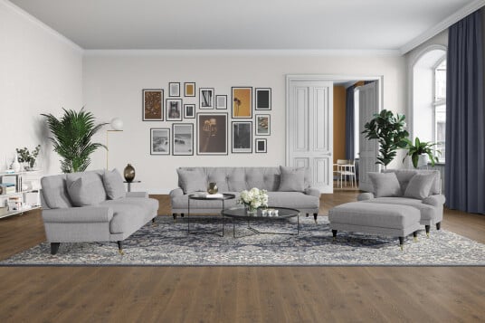Loveseat Webber Lysgrå|Messing