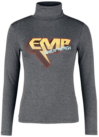 EMP Stage Collection Langermet skjorte Turtleneck skjorte med EMP print S til 5XL Damer gråmelert EMP Stage Collection Langermet skjorte Turtleneck skjorte med EMP print S til 5XL Damer gråmelert