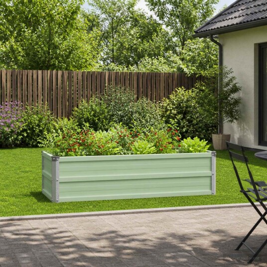 vidaXL Hevet Hagebed Pastellgrønn 100 x 40 x 24 cm kaldvalset stål