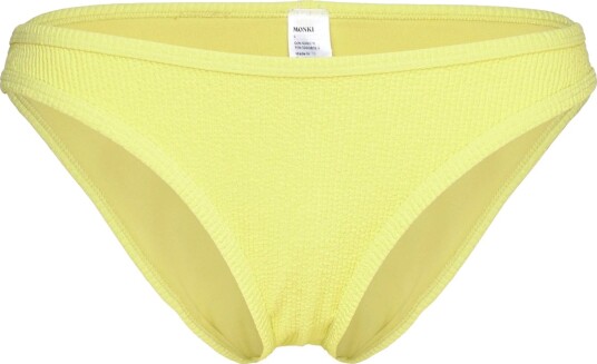Monki High Cut Seersucker Bikini Bottom Yellow L