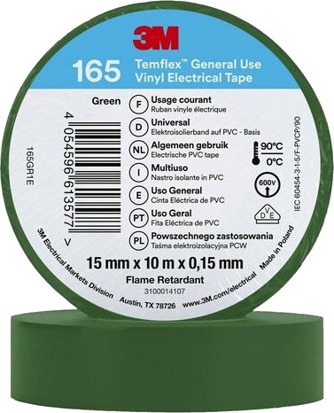 3M 165Gr1e 1 Stykker Grønn Pvc 600 V Blister 10 M 3M 165Gr1e 1 Stykker Grønn Pvc 600 V Blister 10 M