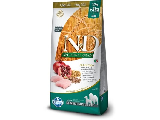 Farmina Pet Food N&D Ancestral Grain Canine Voksen Enorm > 45Kg Kylling 15 kg