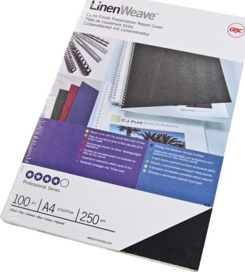 Gbc Gbc Linenweave A4 210 X 297 Mm Svart 250 G/M² 100 Stk Permomslag