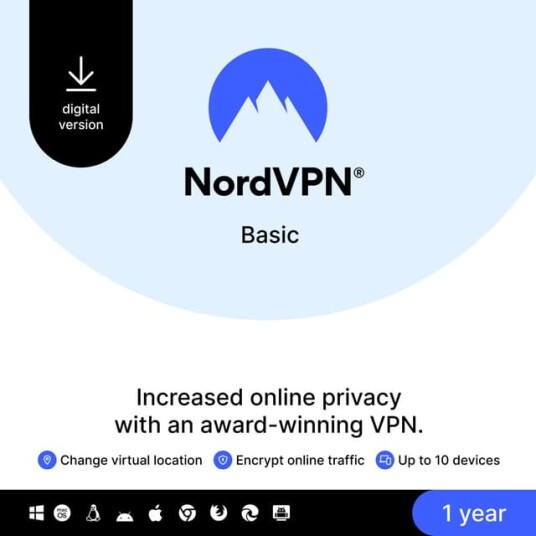 NordVPN Basic 1-Year Premium VPN Services For Up to 10 Devices - P