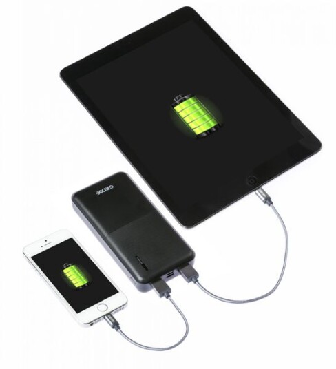 Grixx Powerbank 15000Mah Strømforsyning Micro Usb Og Usb-C Svart
