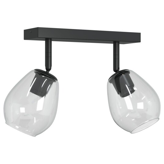  Takspot Svart 33 X 13 26cm Glass Og Metall