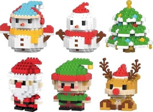 Julenissen byggeklosser sett kompatibel med Lego adventskalender 2026 stablebar Nye leker Julegaveeske Nyttår Julegaver 6 stk