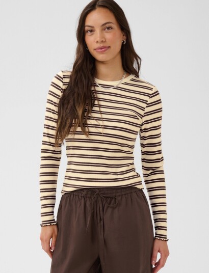 Saint Tropez Olaliasz Ls Striped Blouse Cream L