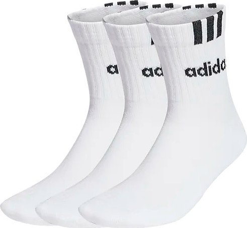 Adidas 3-Stripes Linear Half-Crew Cushioned Socks 3 Pairs White/black XL (46-48)