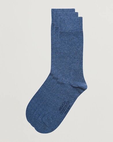 Amanda Christensen 3-Pack True Cotton Socks Denim Blue Amanda Christensen 3-Pack True Cotton Socks Denim Blue