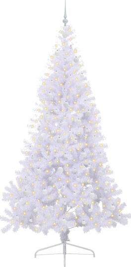  Kunstig juletre med 300 LED med stativ Hvit 240 cm PVC og stål