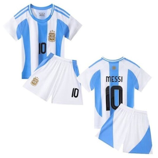 Argentina #10 Messi fotballdrakt og shorts for barn og voksne #24 140 cm