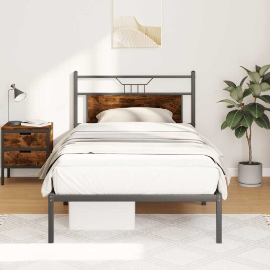 Sengeramme uten madrass røkt eik 100x200 cm konstruert tre 4106738