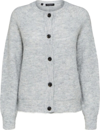Selected Femme Lulu LS Knit Short Cardigan - Light Grey Melange S Selected Femme Lulu LS Knit Short Cardigan - Light Grey Melange S