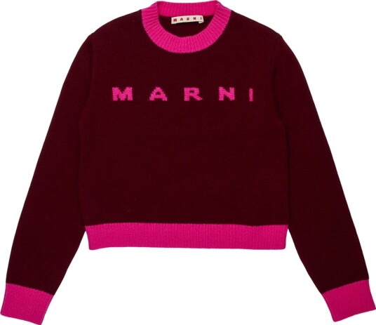 Marni Genser Beskåret Ull Berry Syltetøy Marni 8 år 128 Genser Lilla Rosa Rød