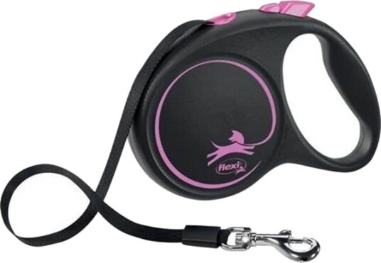 Flexi Hundebånd M 5m Rosa med Black Design, Maks 25 kg