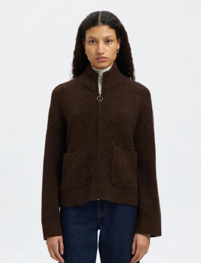 Selected Slfsia Ras Ls Knit Zipper Cardigan Noos - Brown - XL Selected Slfsia Ras Ls Knit Zipper Cardigan Noos - Brown - XL