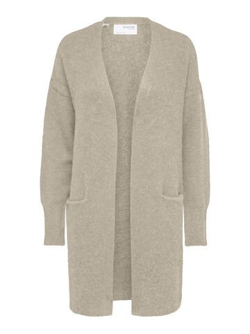 Selected Femme Lulu New Ls Knit Long Cardigan - Birch Melange XL