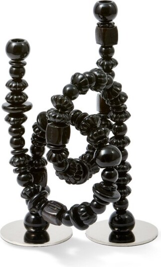 POLSPOTTEN Candle Holder Beads   BLACK   L33X W12X H38 cm