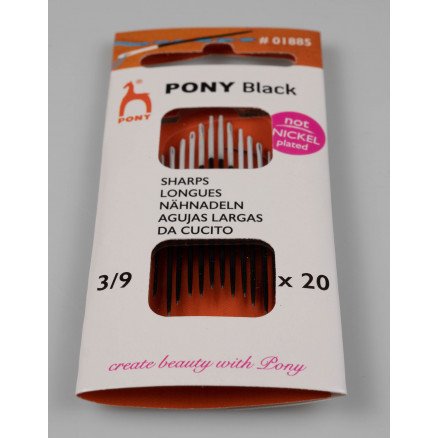 Pony svarte synåler størrelse 3 9 20 stk Pony svarte synåler størrelse 3 9 20 stk