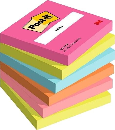 3M 654 6 Pop Firkant Flerfarget Papir 76 Mm 76 Mm 100 Ark