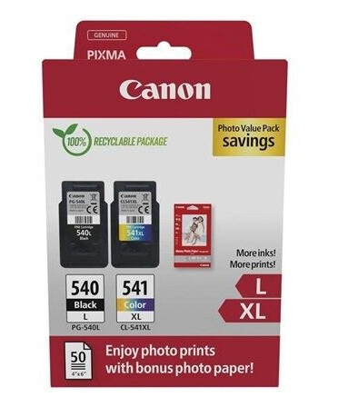 Canon PG 540L/CL-541XL Photo Value Pack - Blekkbeholder / papirsett Colour (cyan, magenta, yellow) Canon PG 540L/CL-541XL Photo Value Pack - Blekkbeholder / papirsett Colour (cyan, magenta, yellow)