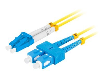 Lanberg - Koblingskabel - Sc/Upc-Enkeltmodus (Hann) Til Lc/Upc-Enkeltmodus (Hann) - 3 M - 3 Mm - Fiberoptisk - Dupleks - 9 / 125 Micron - G.657.A1 - Halogenfri - Gul