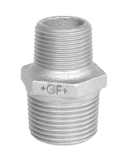 Georg-Fischer Hexagon nipple galvanized reducing 1 1/2 x 1