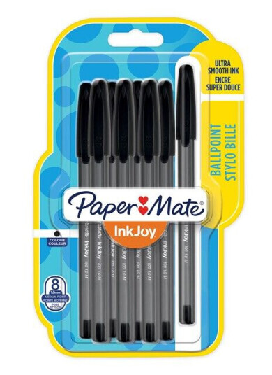 Paper Mate InkJoy 100ST Ballpoint Pens  Medium Point 1.0mm  Svart  8 Count
