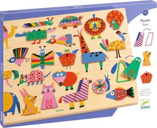 Djeco Puslespill 22 Brikker 42x30 cm Geografi Djeco OneSize Puslespill Blå Grønn Gul Rosa Rød