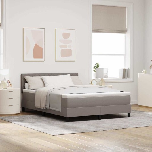 Box Spring Seng med madrass & LED taupe 140x200 cm stoff Box Spring Seng med madrass & LED taupe 140x200 cm stoff