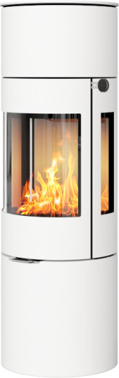 Rais Viva l 140 hvit vedovn med sideglass og ståldør