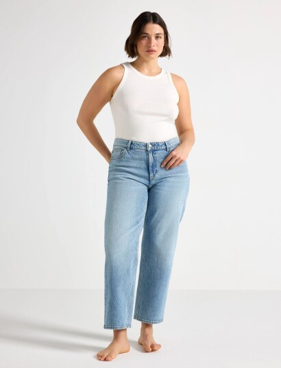 Lindex Straight Nea Cropped Jeans With Light Stretch Blue 44 Lindex Straight Nea Cropped Jeans With Light Stretch Blue 44