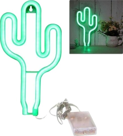 Bordlampe Aptel Zd79 Led Neonlys Usb Kaktus Grønn