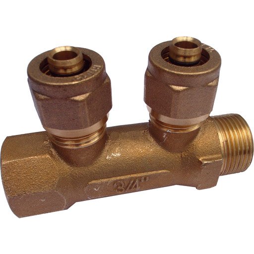 Samlestokk 3/4" fast muffe 2 kurser 15 mm