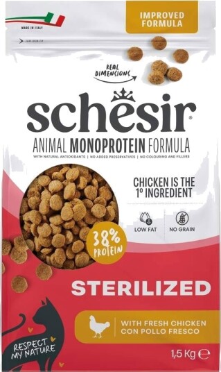 Schesir Monoprotein Sterilized Kylling Tørrfôr 1.5 kg