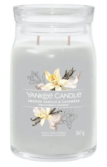 Yankee Candle Signature Large Siver Smoked Vanilla & Cashmere 567 g Duftlys