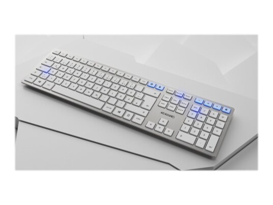 Cherry Dw 9100 Slim - Tastatur- Og Mussett - Trådløs - 2.4 Ghz Bluetooth 4.2 - Azerty - Fransk - Hvit Sølv Cherry Dw 9100 Slim - Tastatur- Og Mussett - Trådløs - 2.4 Ghz Bluetooth 4.2 - Azerty - Fransk - Hvit Sølv