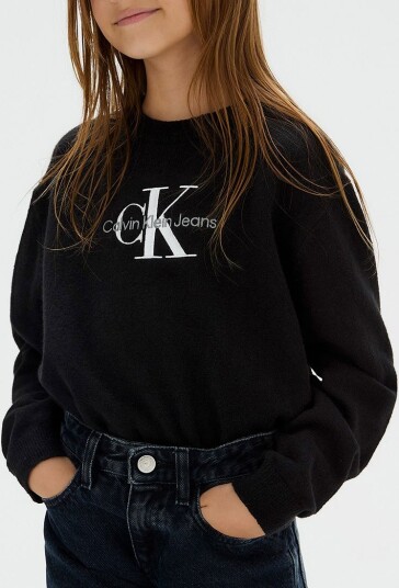 Calvin Klein Genser Strikket Monolog Svart Calvin Klein 10 år 140 Genser