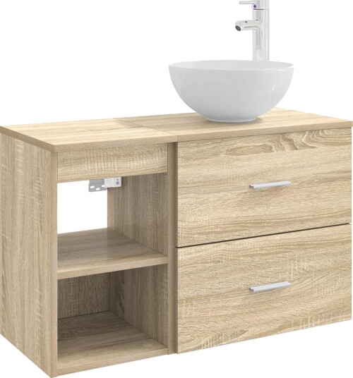  Baderomsinnredningssett 2 pcs Sonoma eik Konstruert tre