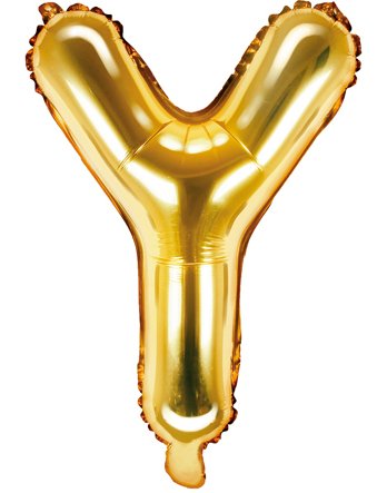Bokstaven Y   Gullfarget 35 cm Liten Folieballong