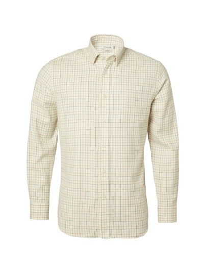 Chevalier Redway Shooting Fit Wool Shirt Men Cloudberry Yellow Tattersall M