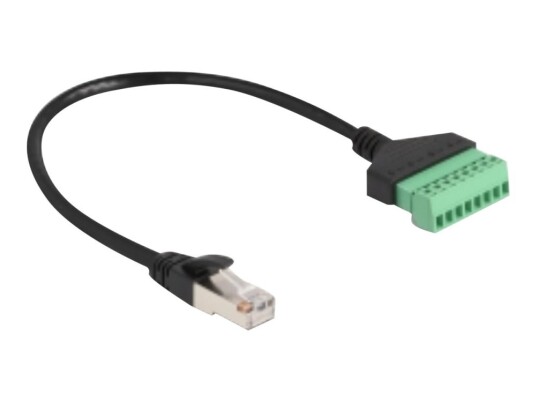 Delock Nettverksadapter 8-Pins Terminalblokk Hunn Til Rj-45 Hann 30 Cm Utp Cat 6 Svart